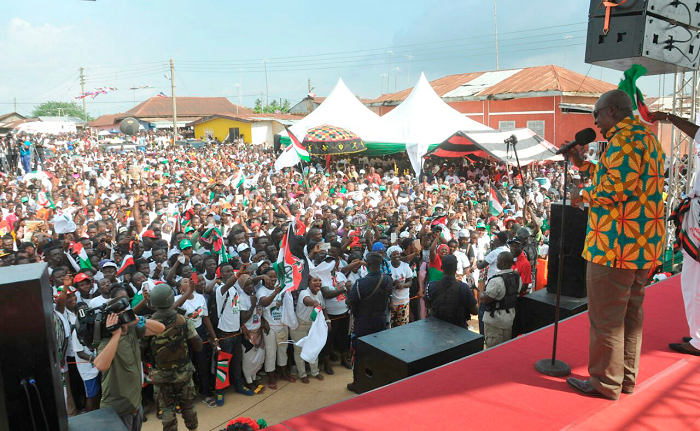 President Mahama addressing NDC supporters at Nsawam President Mahama addressing NDC supporters at Nsawam